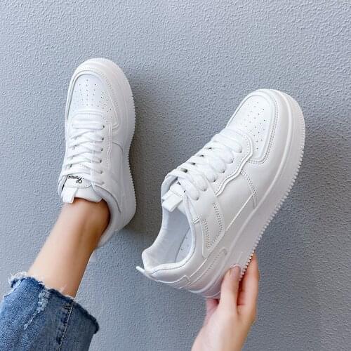 2021 Autumn Women Sneakers White Tennis Women Shoes Leather Slip On Female Row Shoes Platform Flats Casual Ladies Vulcanize Shoe