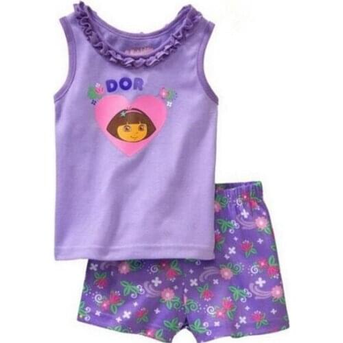 Summer Children Pajamas Short Sleeve T Shirt+Shorts Sets Kid Pyjamas Boy Girl Pijamas Cute Cartoon Cotton Baby Sleepwear Suit