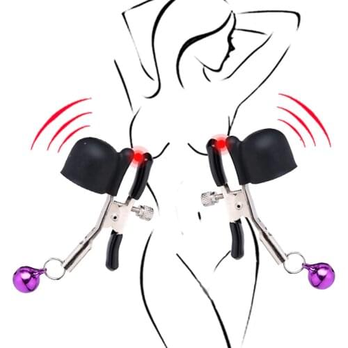 Metal Vibrating Nipple Clamps Female Toy Pussy Labia Stimulator Clit Vibrator Nipple Clips Breast Enlargement Massage Vibrator