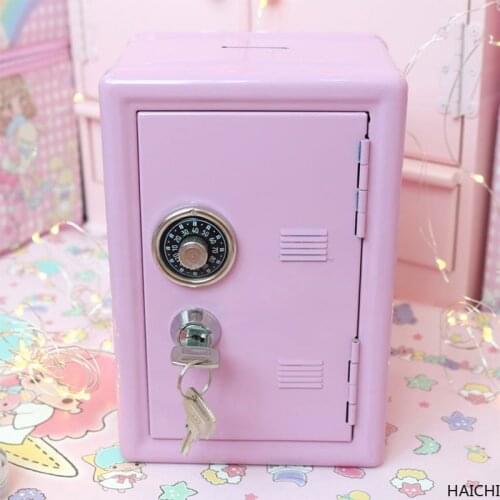 Mini Dormitory Storage Cabinet Modern Ins For Girls Cute Safe Box Decorative Deposit Piggy Bank Metal Iron Home Decor