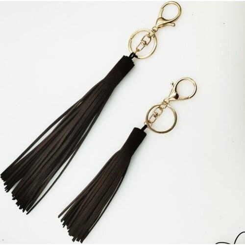 Fashion 28 cm Overlong Suede Leather Key Chain Cute Silver Gold Lobster Clasp Pendant Bag Charming Car Holder Personality Gifts