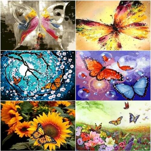 Frameless Butterfly Animals DIY Painting By Numbers Acrylic Hand Painted Oil Painting On Canvas Unique Gift For Home Artwork