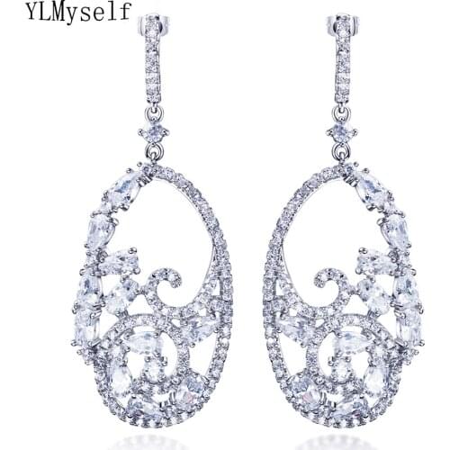 New elegant womens earring White/Gold color jewelry shiny jewellery drop earrings for bridesmaid