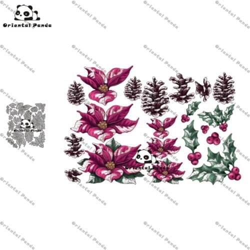 New Dies 2020 Poinsettia + pinecone Metal Cutting Dies diy Dies photo album cutting dies Scrapbooking Stencil Die Cuts