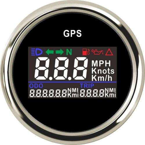 New Type Auto GPS Speedometers 52mm Odometers Motorcycle Trip Meters 0-999Km/h MPH Knots with High Beam Signal Light Function