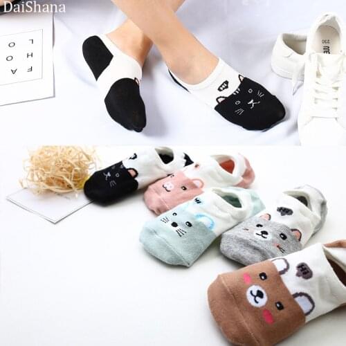 27 Style 10 Piece=5Pairs/lot Wholesale Cute Harajuku Animal Sock Women Summer Korean Cat Beer Funny Low Cut Boat Sock Happy Sox