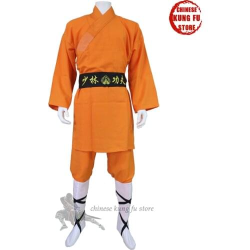 Orange Durable Shaolin Monk Kung fu Uniform Martial arts Suit Full size for Kids Adults