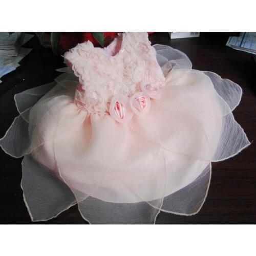 Baby girl dresses summer style cotton pink tutu 1 year birthday dress sequin petals rose floral lace infant princess dresses