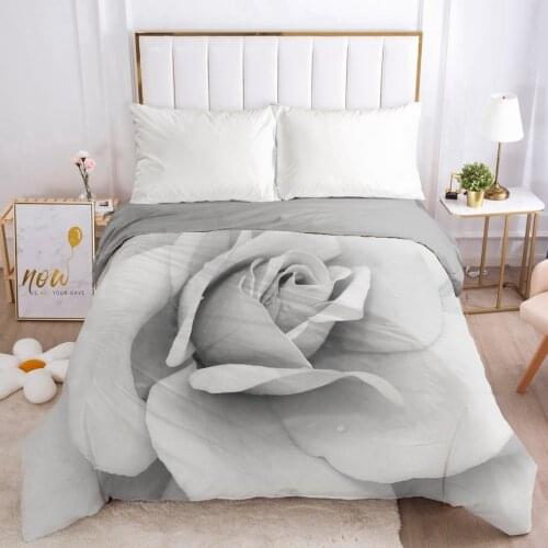 Duvet Cover with Zipper Comforter Blanket Quilt Cover 220x240/90/135/150 3D Cartoon Bedding Bag Country Gray rose