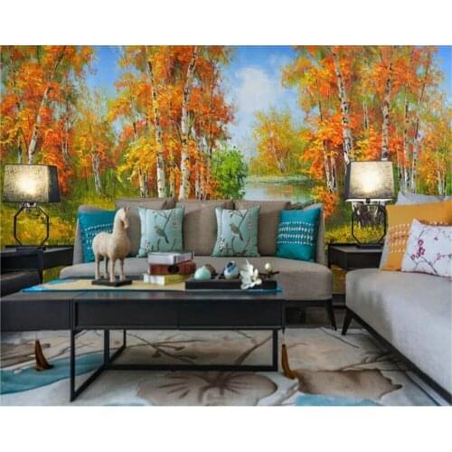 Papier peint Custom wallpaper 3d photo murals pure hand-painted rural landscape oil painting art background mural 3d wallpaper