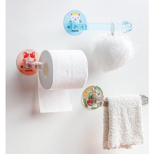 Durable Roll Paper Shelves for Wall Non Porous Wall Suction Type Multifunction for Placing Rolls or Hanging Towels Home Goods