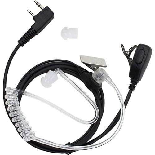 Radio Earpiece 2 Pin Acoustic Tube Walkie Talkie Earpiece & Mic PTT