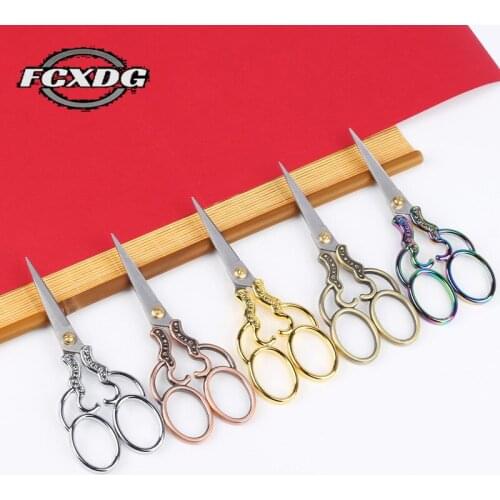 Stars Moon Pattern Color Silver Gold Stainless Steel Antique Scissors for Sewing and Needlework DIY Sharp Vintage Paper Scissors