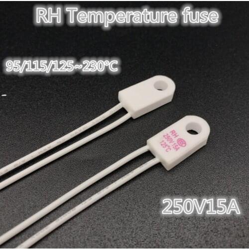 20pcs 95 115 125 130 135 150 230Degrees 15A 250V Thermal fuse body RH/Tf Temperature fuse