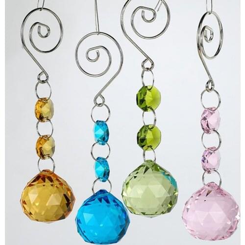 Top Quality 30mm K9 Crystal Faceted Chandelier Ball +14mm Glass Octagon Beads Out Door Christmas Tree & Home Decoration