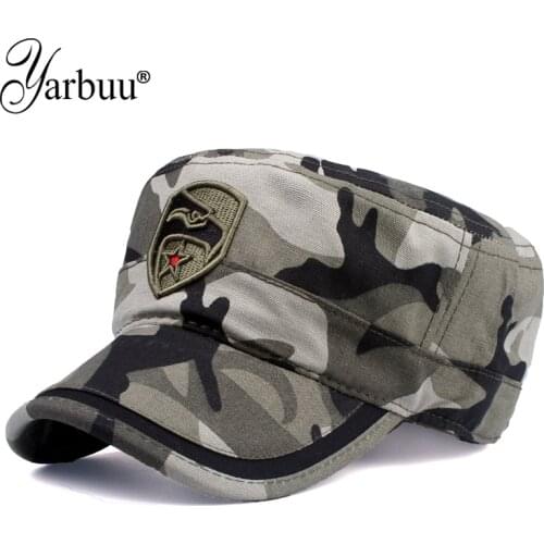 [YARBUU]2018 Army camouflage Flat Top Mens Women Caps Hat Adjustable Casual Military Hats for Men Snapback Cadet Military Patrol