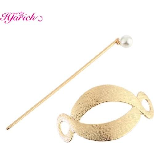 Fine Jewelry Alloy Oval Hairpin Pearl Gold Silver Color Hair Stick for Women Girls Party Engagement Wedding Hair Accessories