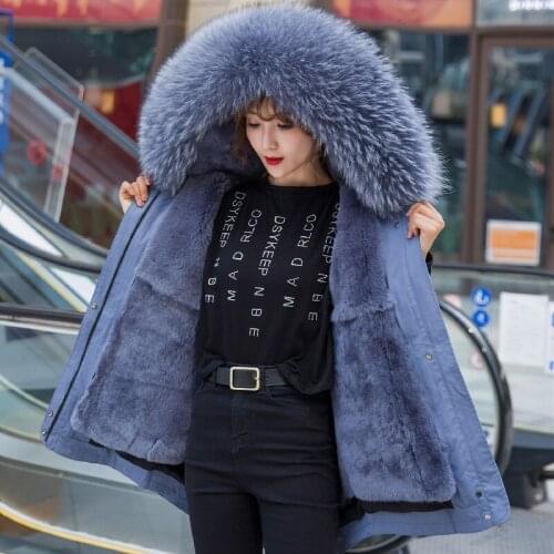 Womens winter parkas 2021Winter Jacket Women Long Parka Coat Real Rabbit Fur Coat Natural Fox Fur Collar Hood Warm Streetwear