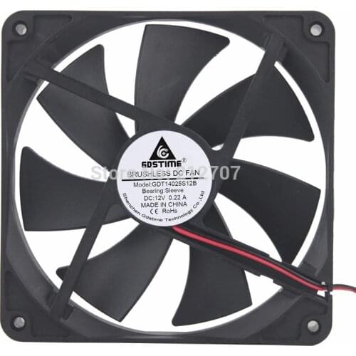 1PCS Gdstime 14025 DC 12V 2Pin 140x140x25mm 140mm Ventilation Machine Cooling Fan