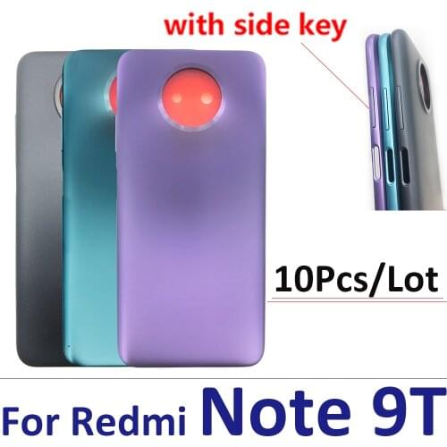 10Pcs/Lot，For Xiaomi Redmi Note 9T Back Battery Door Rear Housing Cover Case With Volume Power Button Side Key With Logo