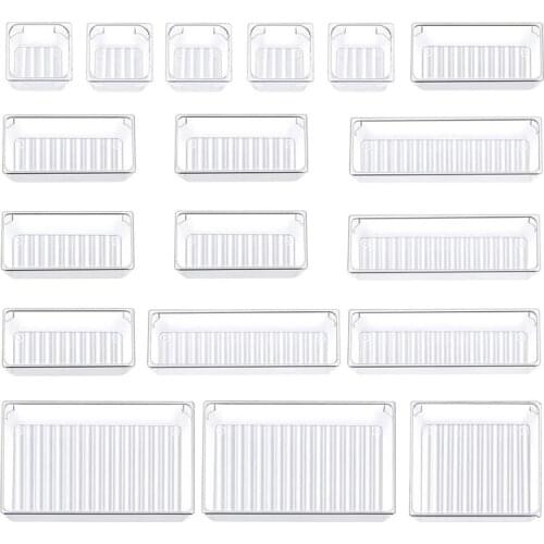18 PCS Drawer Organizer Makeup Drawer Organizer Versatile Kitchen Bathroom Office Organizer Divider Bin