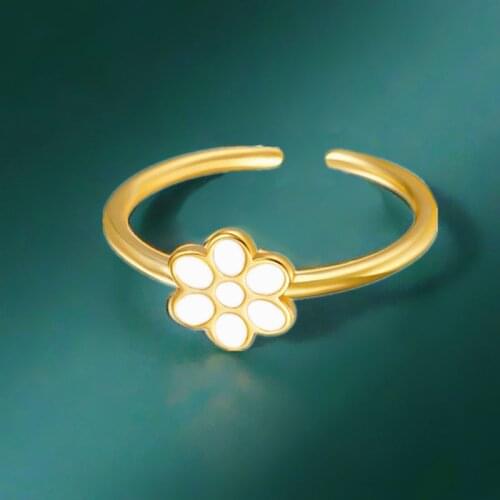 2021 New Korean Style Flower Rings for Women Punk Trendy Vintage Plum Blossom Ring Small Enamel Flower Rings Party Couple Rings