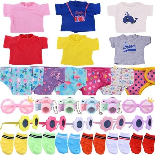 5PCS/Set Reborn Doll Clothes Underwear T-shirt Outfit Fit 18Inch Girl American Doll,43cm Baby Born Dolls,DIY Christmas Gift Russ