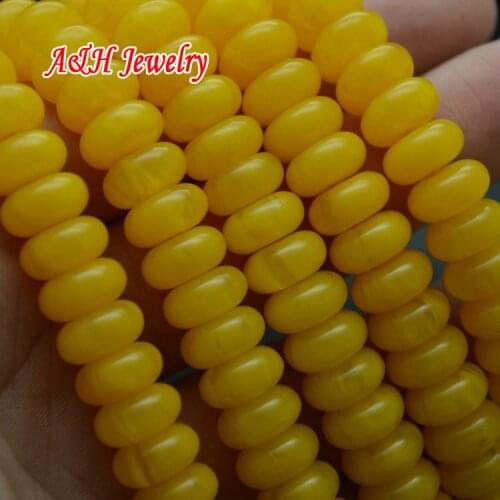 5x10mm Roundel Shape Beads Yellow Color Imitated Resin Spacer Beads For Jewelry Making 5strands/lot