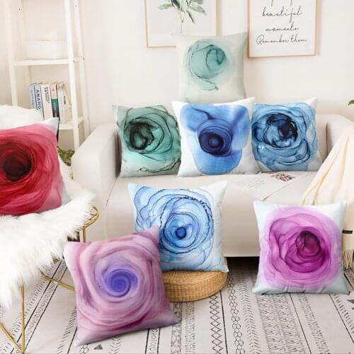 Abstract Watercolor Flower Printed Pillowcase Home Pillow Decoration Almofadas Decorativas Para Sofa Throw Pillow 45*45cm