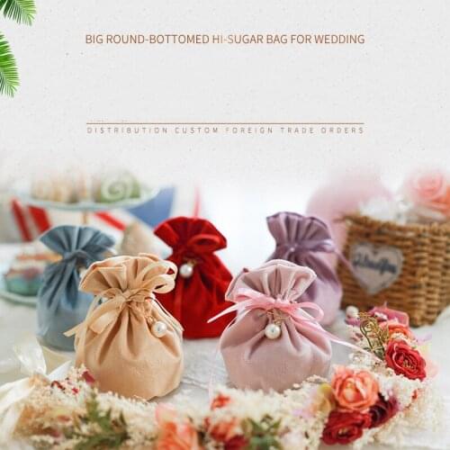 Velvet Sugar Gift Bag Creative Wedding Candy Box Baby Shower Boxes Cases Velvet Drawstring Candy Containers Party Supplies Dec