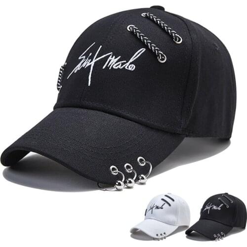 Unisex Creative Round Chain Letter Embroidered Baseball Cap Dome Hat Mens and Womens Sun Hat Adjustable Leisure Sports Cap