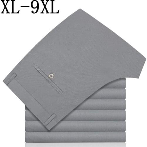 Size 9XL 8XL 7XL Mens Classic Casual Pants Men Business Loose Elastic Jogger Long Trousers Male Clothing Cotton Work Pant Black