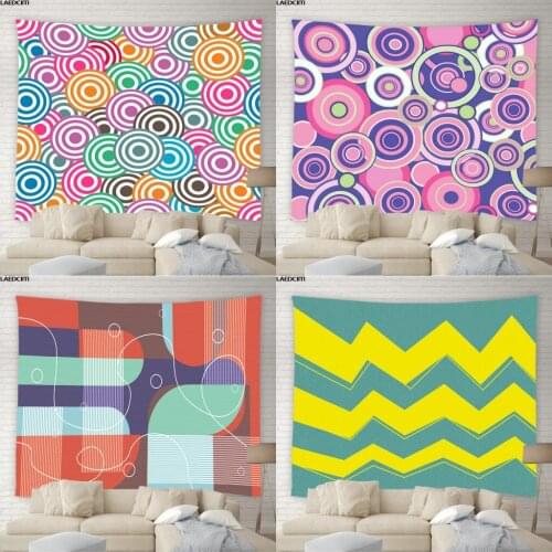 Colorful Aesthetic Tapestry Retro Abstract Geometric Stripe Pattern Wall Hanging Child Bedroom Home Decor Bedspread Sheet Cloth