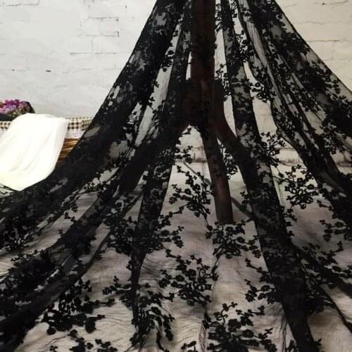 Soft Embroidered Floral Guipure Lace Fabric Tulle Mesh Fabric For Dress,Wedding Gowns, Black White Pink Red Green by the yard