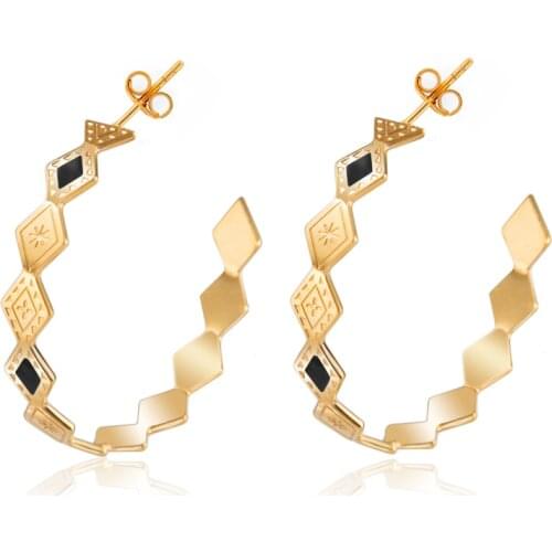 Wild&Free Bohemian Gold Open Hoop Earrings For Women Delicate Geometric Shape Big Circle Hoops Earring Stainless Steel Jewelry