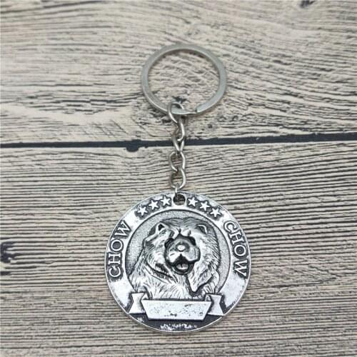 Elfin Vintage Chow Chow Keychains Antique Silver Plated Chow Chow Key Chains Keyrings Pet Dog Jewellery