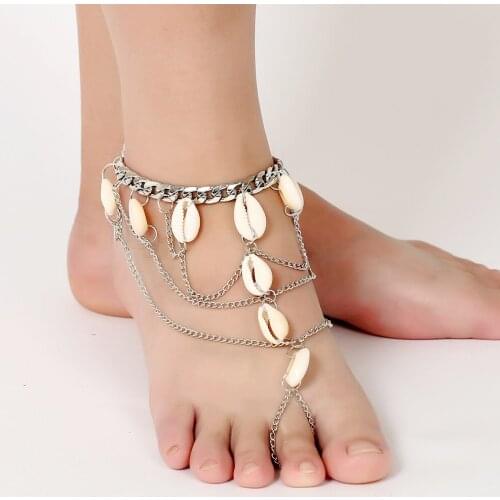 European and American Fashion All-match Beach Casual Natural Shell Tassel Toe Anklet Anklet