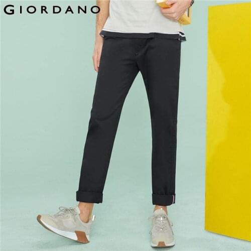 Giordano Men Pants Men INNO Khaki Pants Low Rise Pantalon Homme Slim Tapered Casual Pants Zip Front Breathable Trousers Men