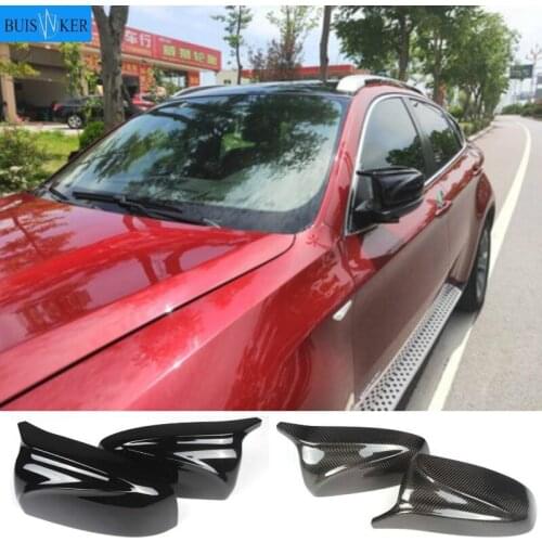 Left+Right X5 X6 Mirror Cover Car Side Door Wing Rear View Mirror Cap Cover Shell Replacement For BMW X5 X6 E70 E71 2007-2013