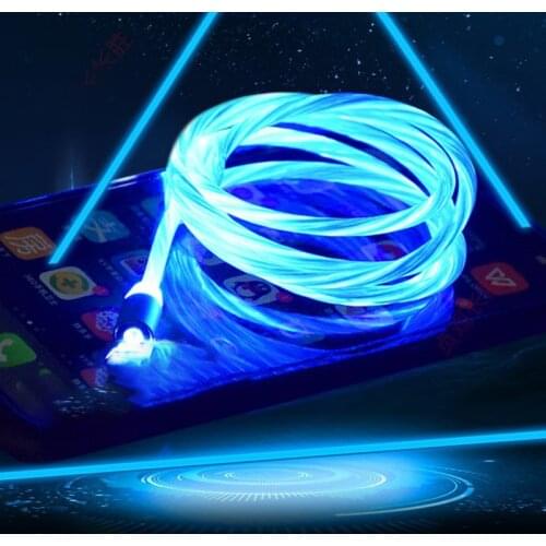 Hot Beauty Flow Luminous Lighting Magnetic 8 Pin USB Cable For iPhone XR X 7 8 Micro USB Charger Fast Charging Magnet Charge