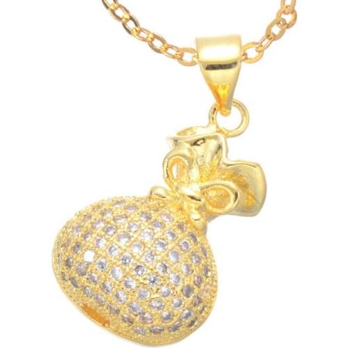 Fashion Micro Pave Jewelry Shining Zircon Money Bag Chain Choker Necklaces Handmade Hollow Pendant For Best Friends Bijoux Gift