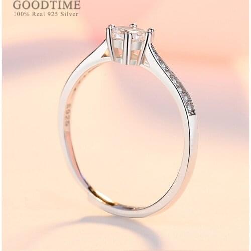 Fashion Women 925 Sterling Silver Finger Rings Engagement Wedding Statement Silver Jewelry Gift Rhinestone Ring For Girl Lady