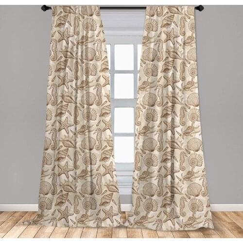 Sea Shells Curtains Vintage Inspired Monochrome Seashell Ocean Elements Wildlife Hand Drawn Window Curtains for Living Room