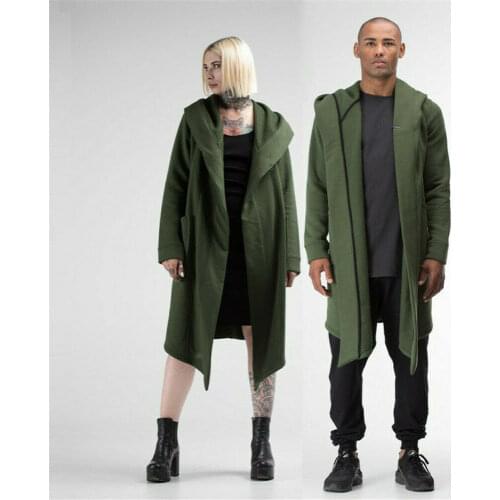 Unisex Men Women Cardigan Hooded Cloak Cape Coat Long Trench Outwear Overcoat 2019 Winter New Mens Solid Hooded Coat Black