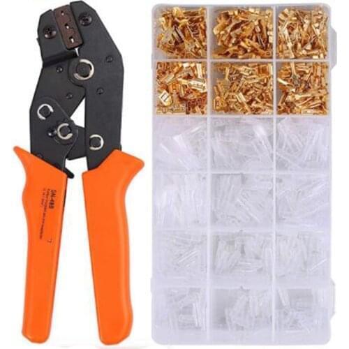 HS-48B set 600PCs cold-pressed assorted crimp terminal para fio combination plug spring boxed connector cross wire crimping tool