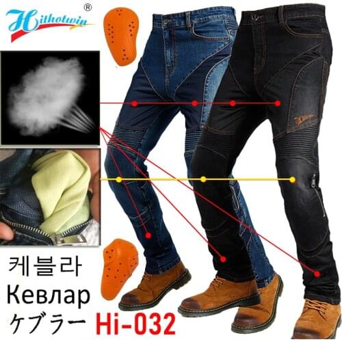 New Aramid MOTO pants motorcycle riding cotton jeans four seasons Knight pants anti-fall high elastic pants with 4 Protectors