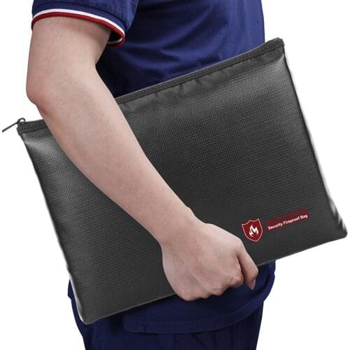 Fireproof Waterproof File Folder Bag Home Office Valuable Documents Safe Storage Bag Desk Organizer Receipt Pocket Folders Black