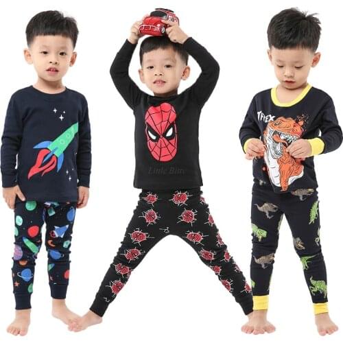 Autumn Full Sleeve Cotton Pajamas for 2 to 8 Years Childrens Sleepwear Boy Night Suit Kids Pyjamas Dinosaur Pajamas Boy Sets