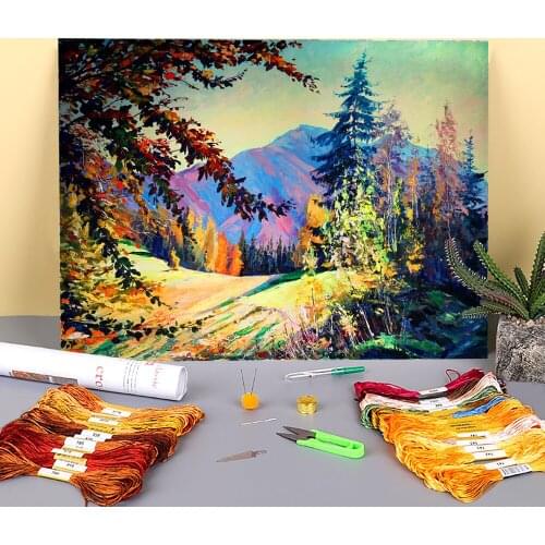 Landscape Mount Magura Pre-Printed 11CT Cross Stitch Kit Embroidery DMC Threads Needlework Handiwork Handmade Craft Gift