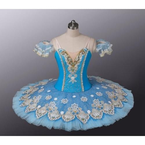 Professional Ballet Pancake Tutu Adult Blue Tutus 10 Layers Hard Tulles Classical Blue Bird Costume Girls Ballet Nutcracker Tutu